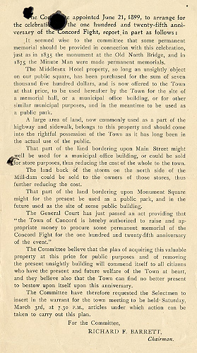 The April 19, 1900 Committee Urges Town Purchase of the Middlesex Property